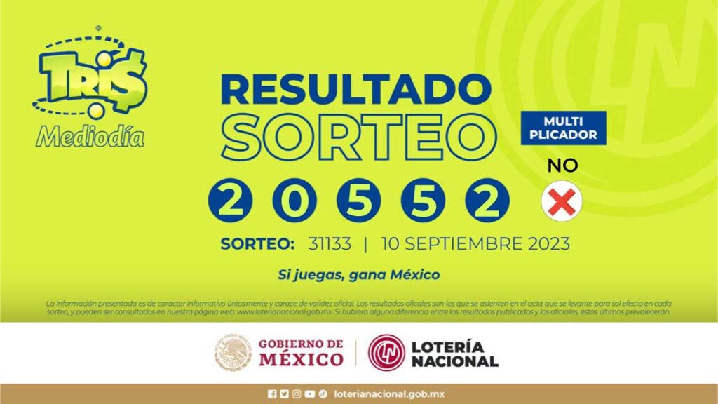 Sorteo Tris del domingo 10 de septiembre de 2023. @LN_electronicos